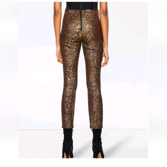 Alice + Olivia  Lamè Paisley Printed Straight Leg Pants Size 6 - Picture 6 of 15